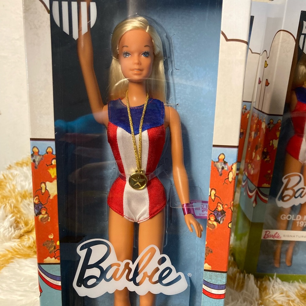 Barbie Olympic Gold medal identical to 1975 version certificate/stand included